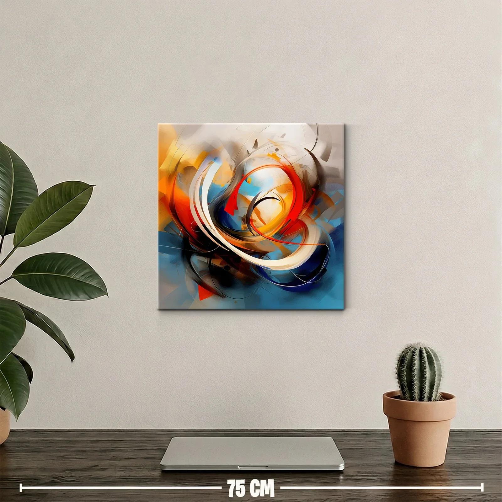 Composición abstracta dinámica con vibrantes tonos cálidos y fríos — miniatura 2