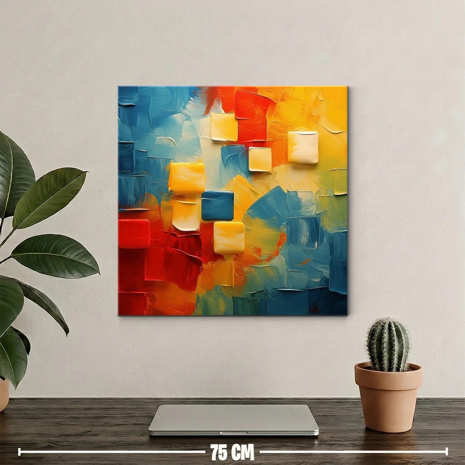 Cuadro abstracto con vibrantes tonos cálidos y fríos — miniatura 2
