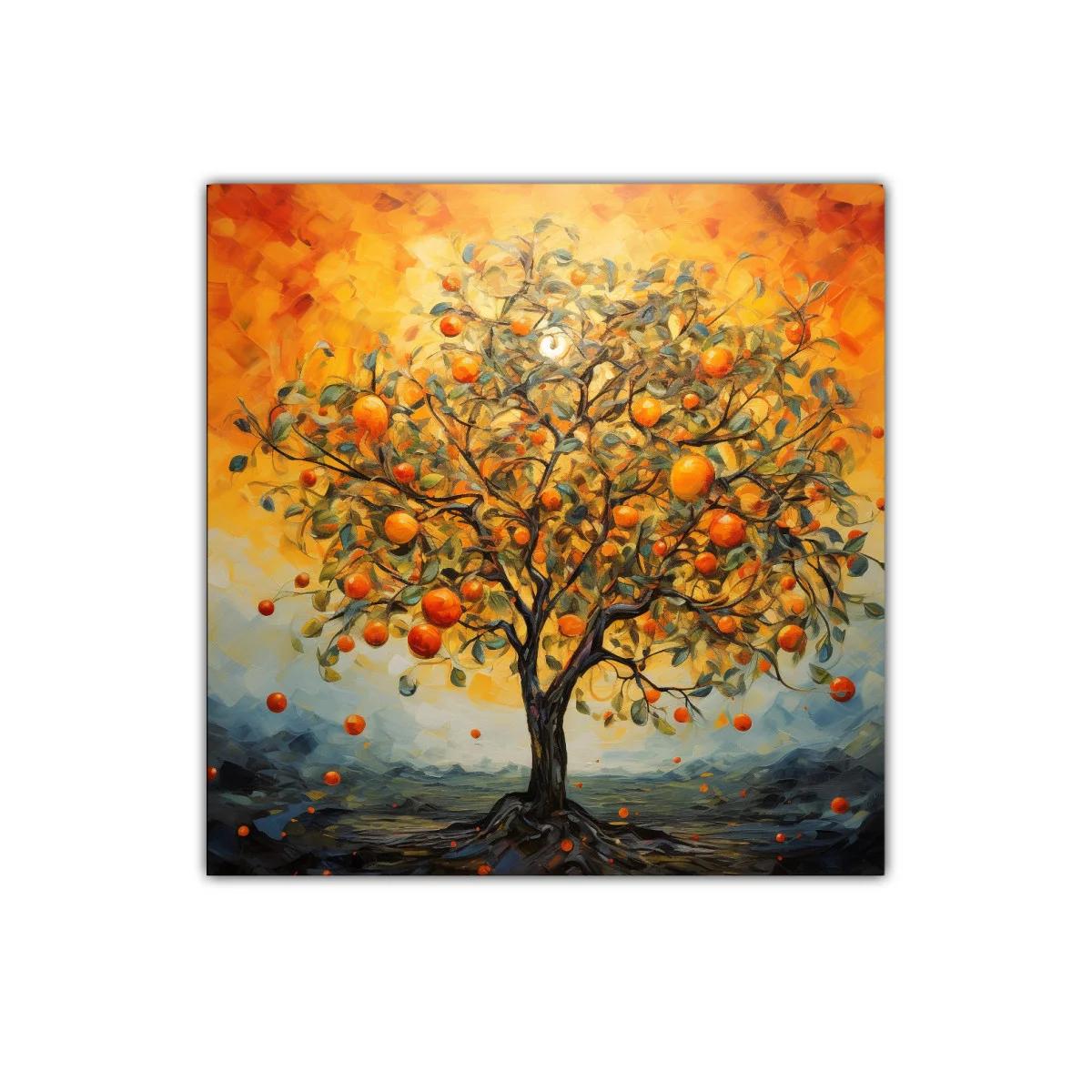 Árbol de naranjas en luz dorada vibrante — imagen principal