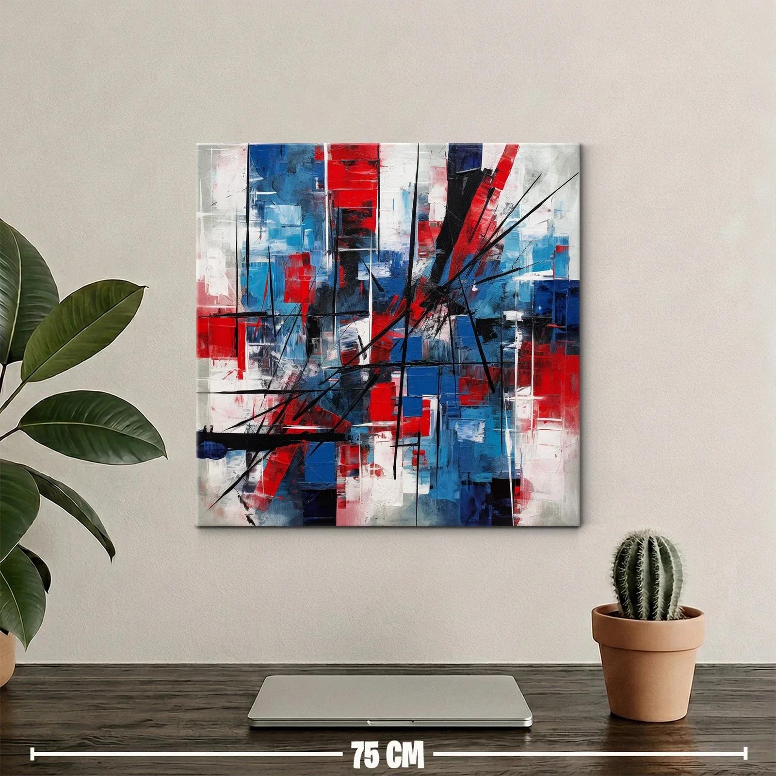 Composición abstracta en rojo azul y negro dinámica — miniatura 2