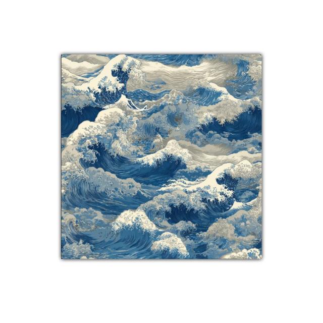 Cuadro decorativo con oleaje dinámico en tonos azules