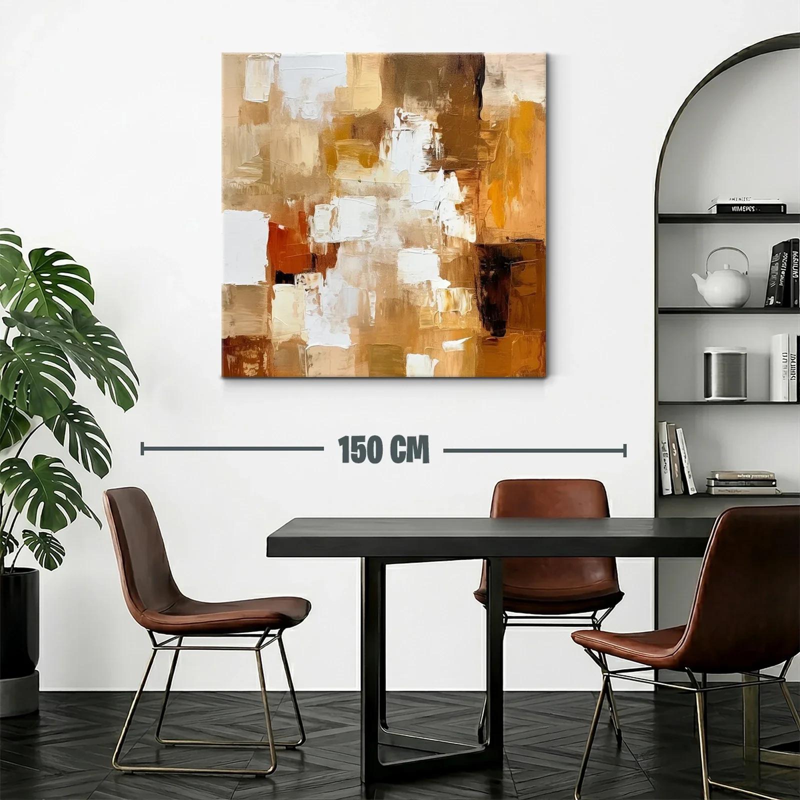 Cuadro abstracto en tonos cálidos marrones y beige — miniatura 2