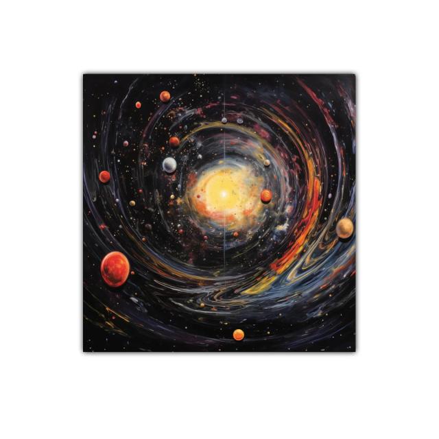 Explosión cósmica con planetas en movimiento dinámico