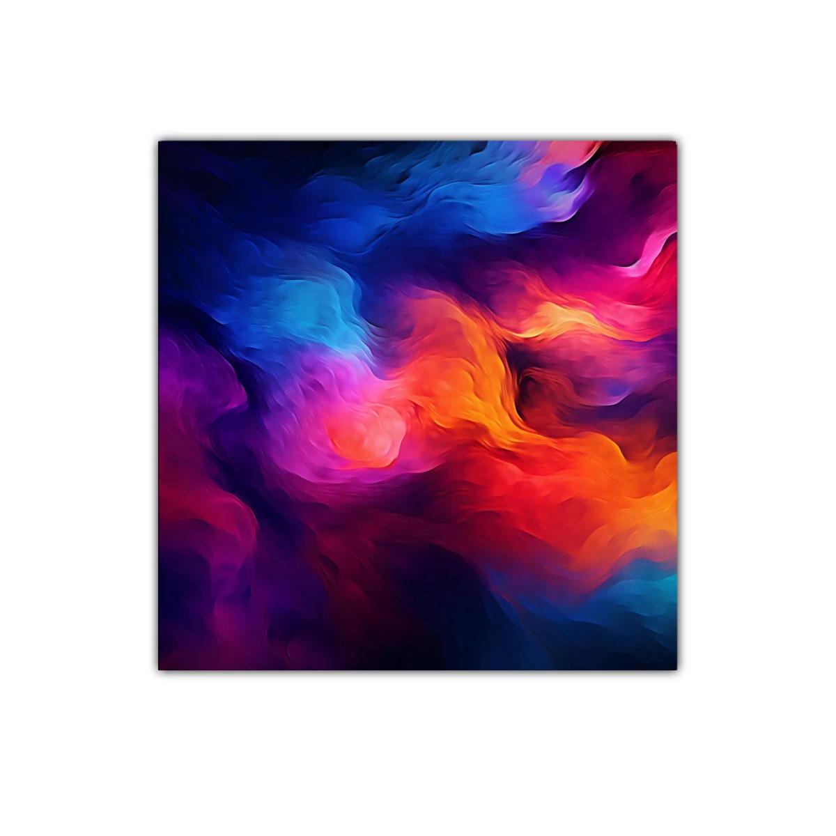 Cuadro abstracto con vibrantes tonos cálidos y fríos en movimiento — imagen principal