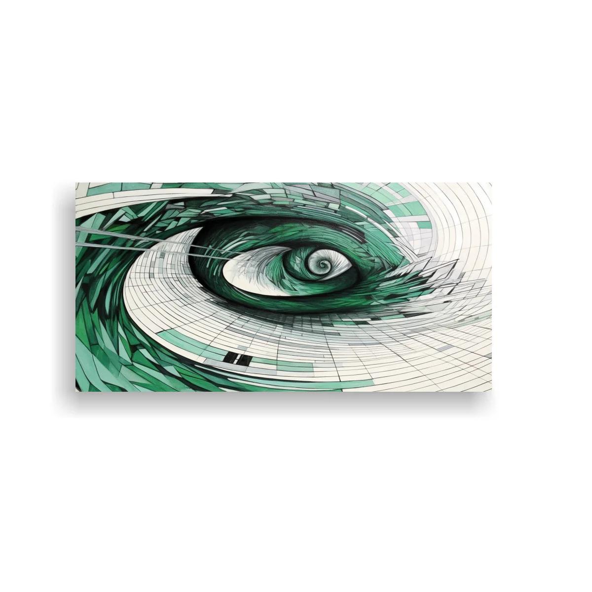 Cuadro espiral abstracta en tonos verdes y neutros