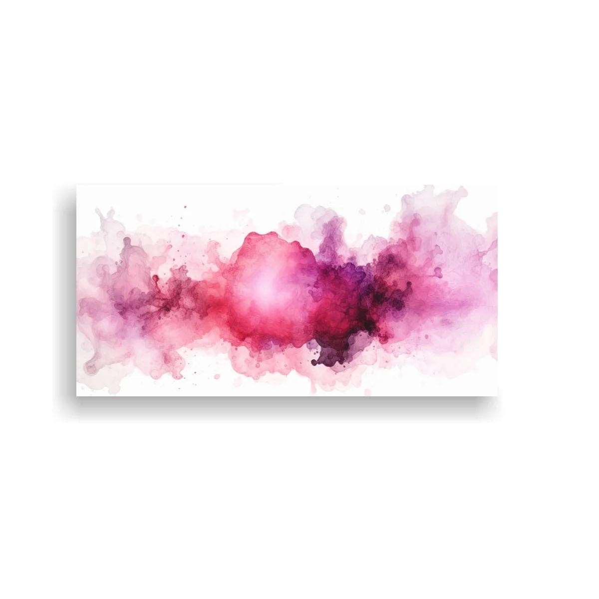 Cuadro mancha de acuarela rosa y granate en franja fluida — imagen principal