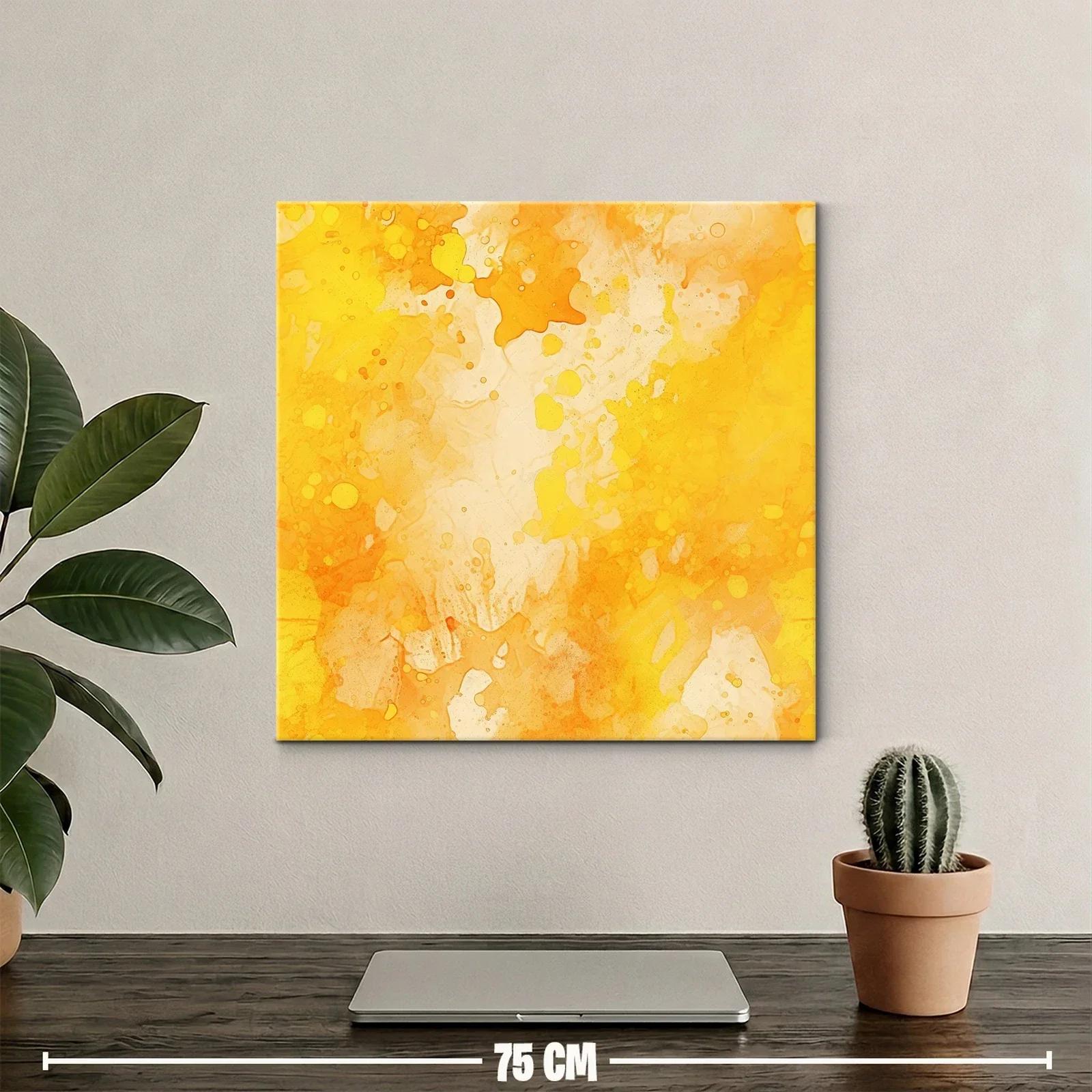 Cuadro abstracto en tonos cálidos amarillos y naranjas — miniatura 2