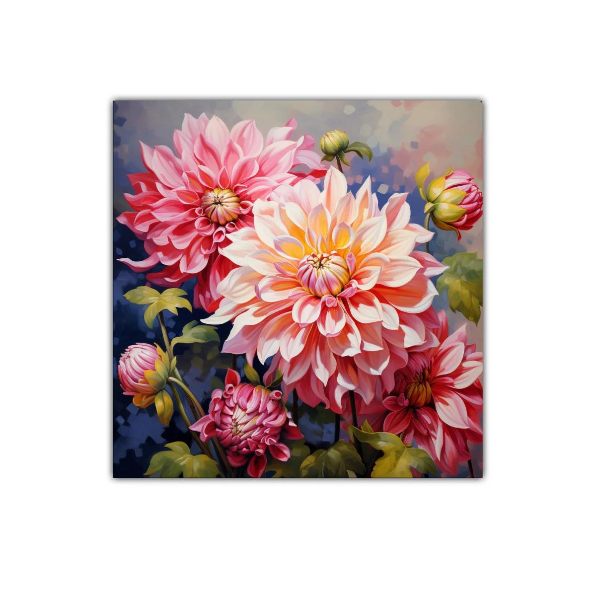 Cuadro decorativo con vibrantes flores en tonos rosas y anaranjados — imagen principal