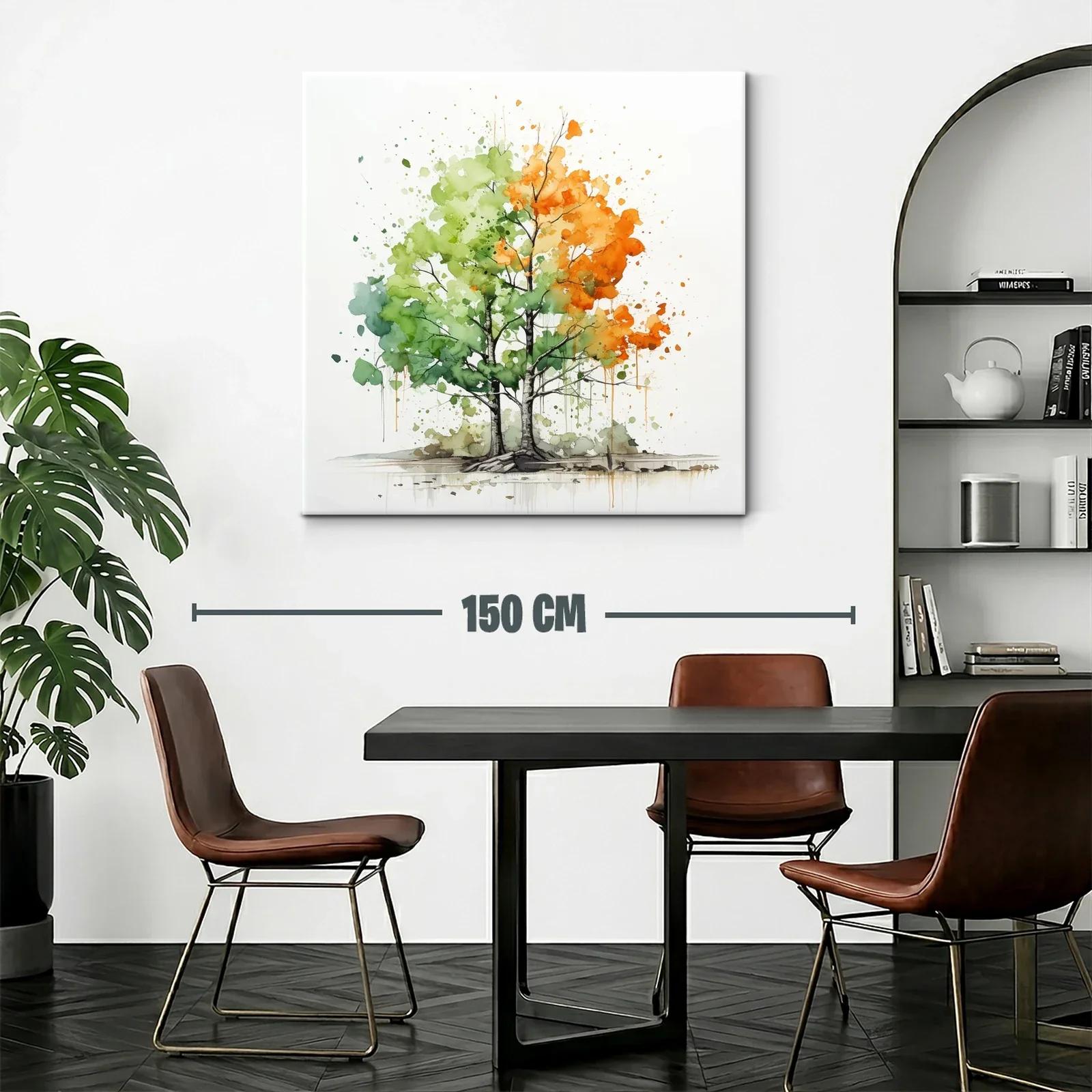 Árbol en transición con tonos verdes y naranjas vibrantes — miniatura 2
