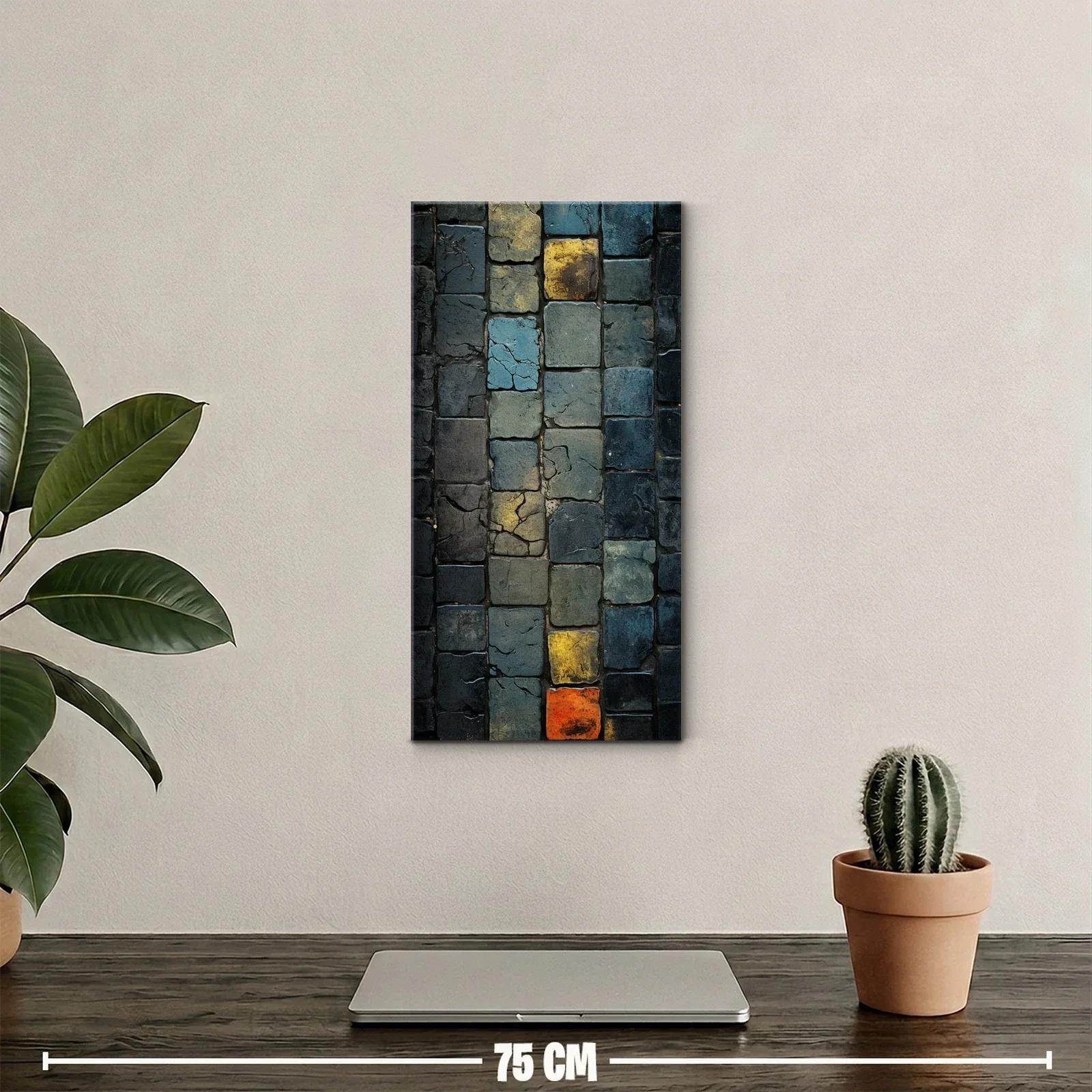 Cuadro pared de bloques de piedra con acentos en azul — miniatura 2