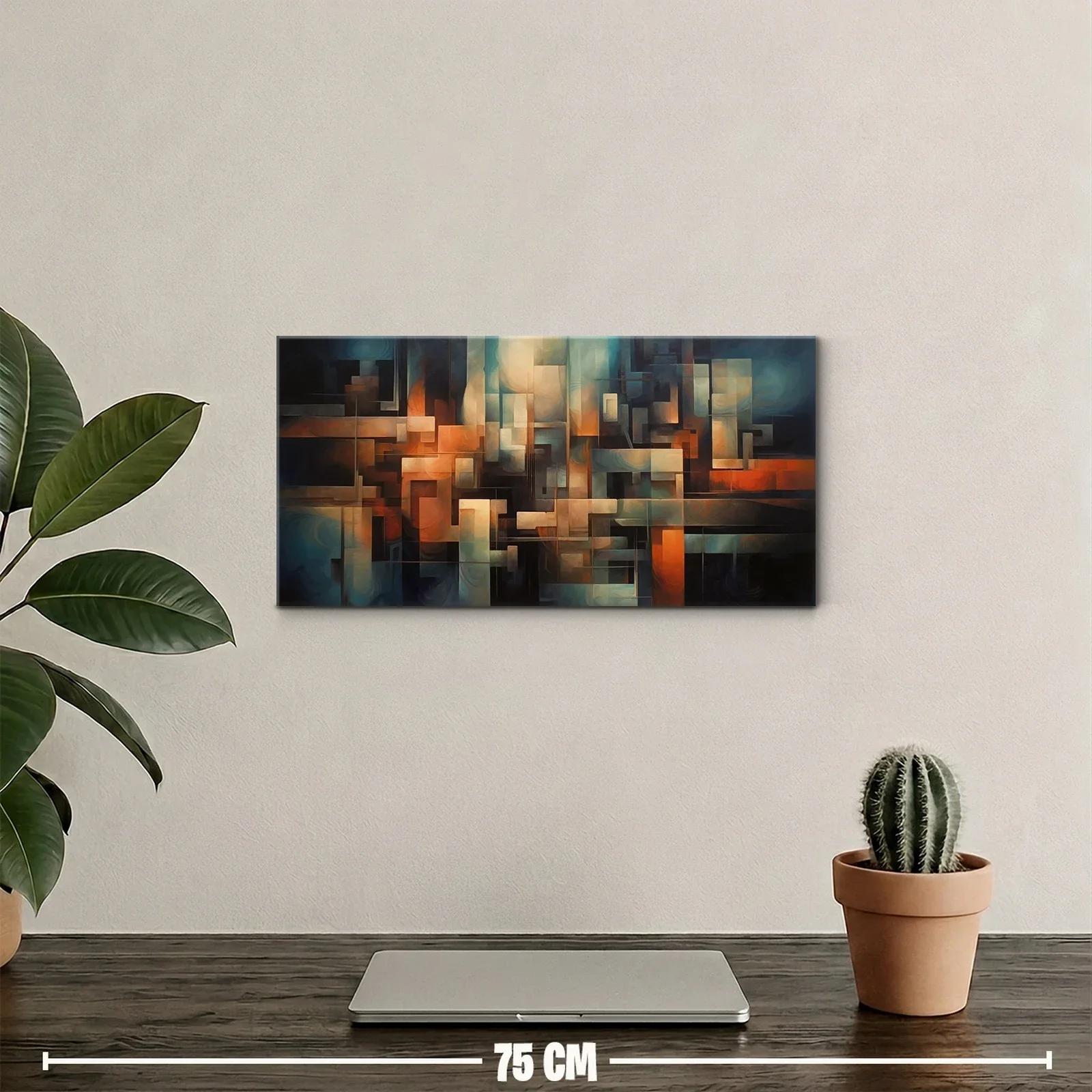 Cuadro abstracto de bloques rectangulares y luces contrastadas — miniatura 2