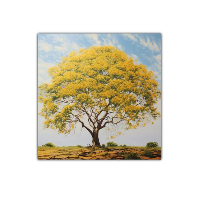 Árbol Dorado en Paisaje Cálido y Sereno