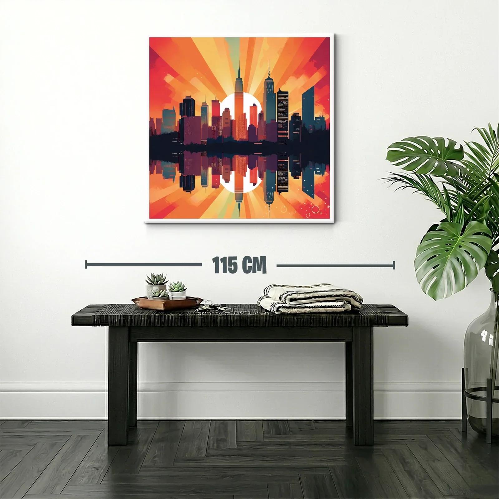 Atardecer urbano con reflejo sobre el agua vibrante — miniatura 2