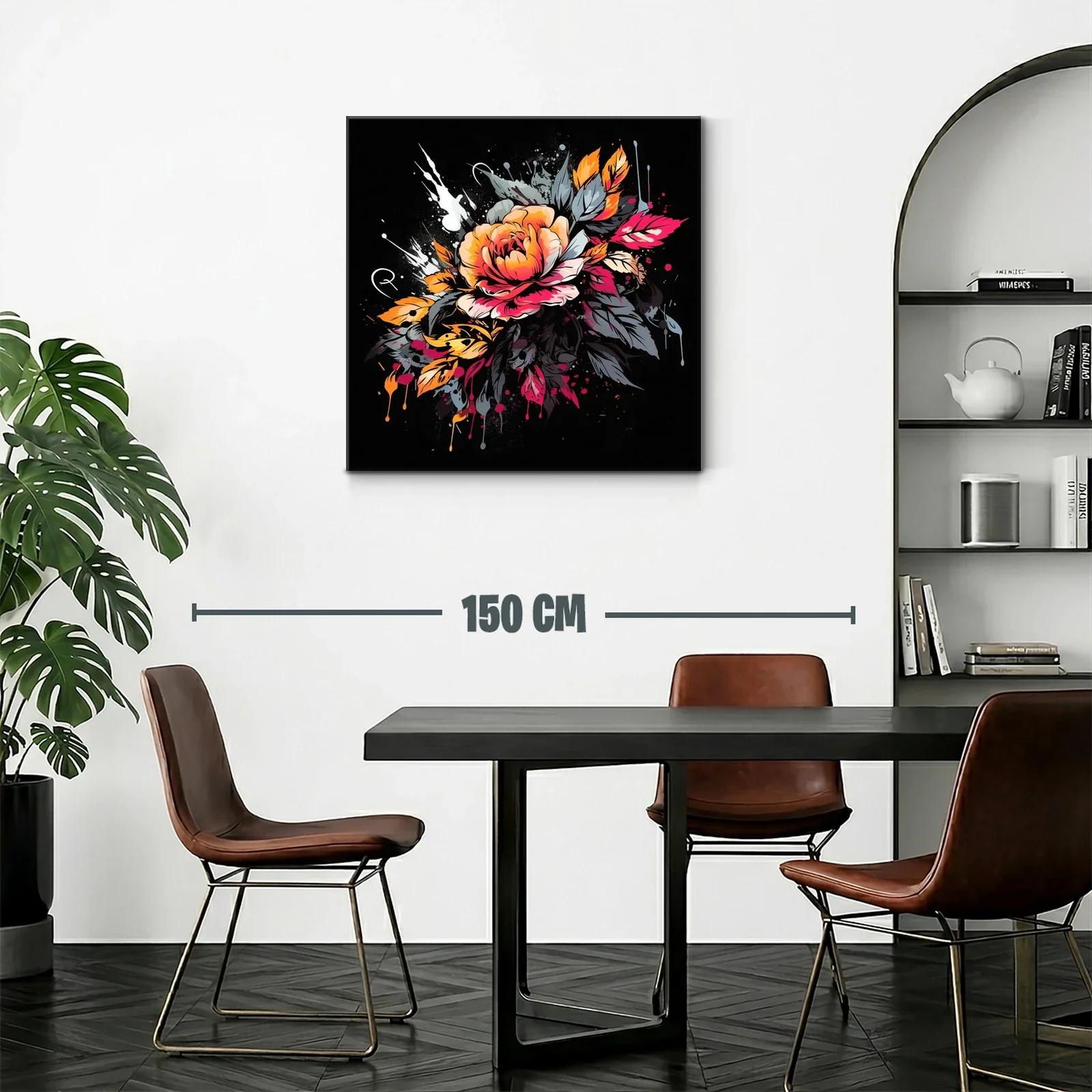 Cuadro moderno con flor en tonos cálidos y diseño vibrante — miniatura 2