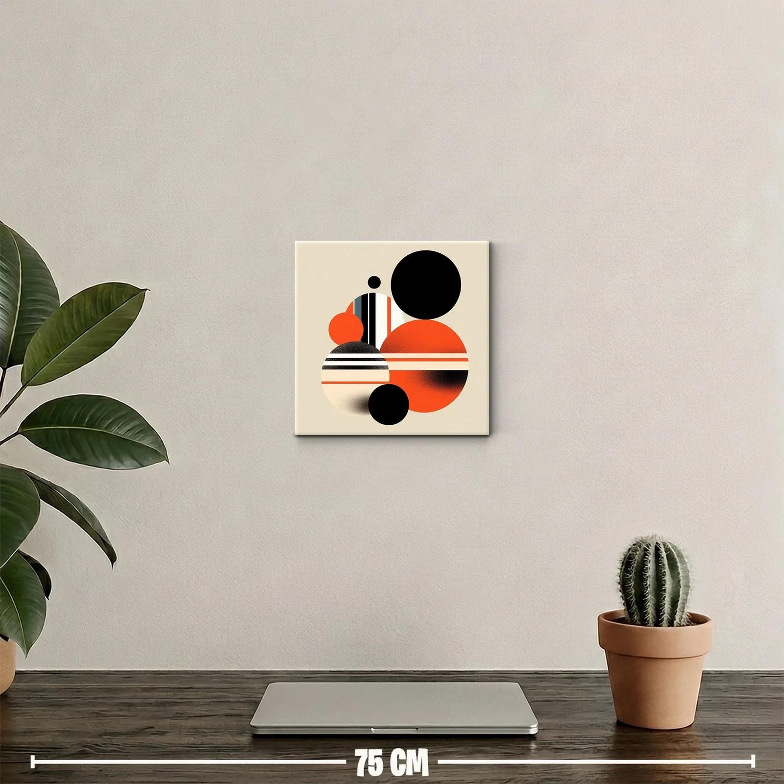 Composición geométrica con círculos en tonos negro y naranja — miniatura 2