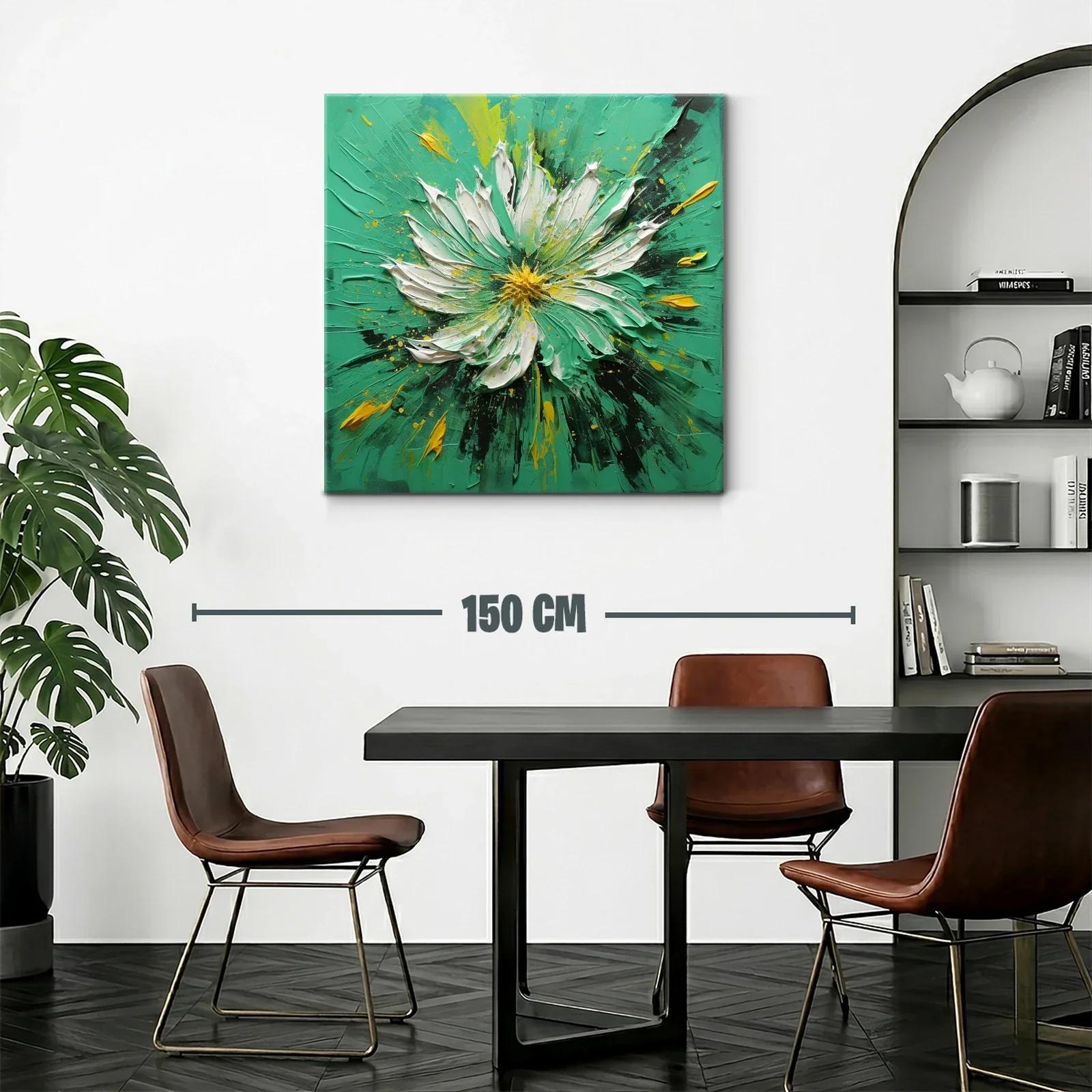 Cuadro floral vibrante en tonos verdes y amarillos — miniatura 2