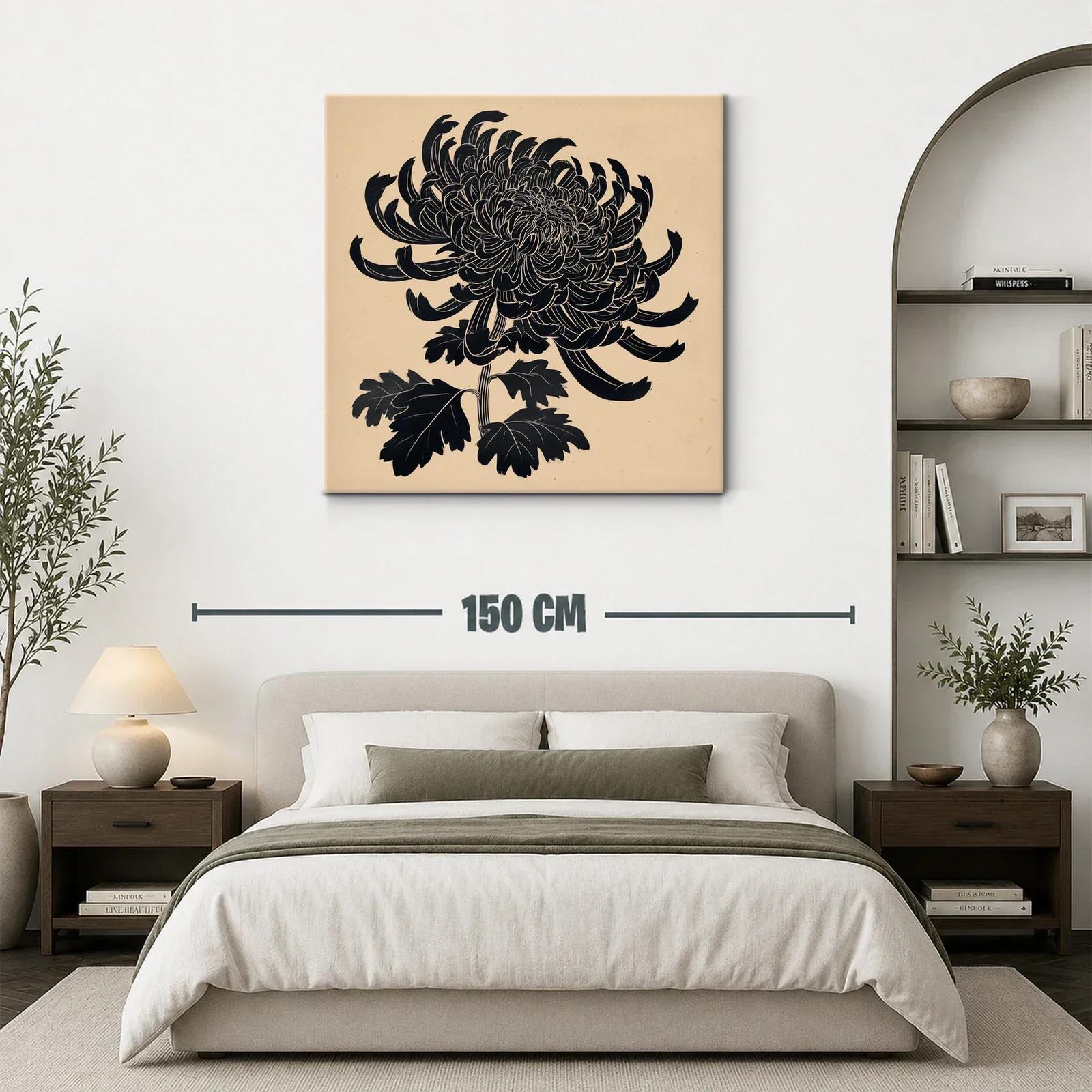 Flor negra de crisantemo sobre fondo beige elegante — miniatura 3