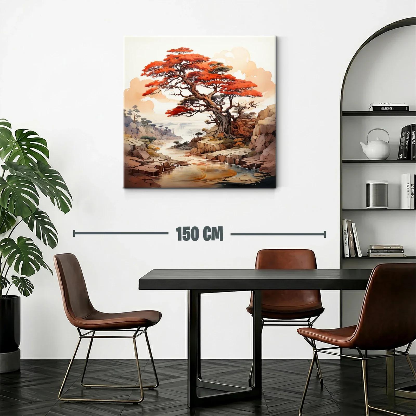 Árbol rojizo en paisaje sereno y rocoso — miniatura 2