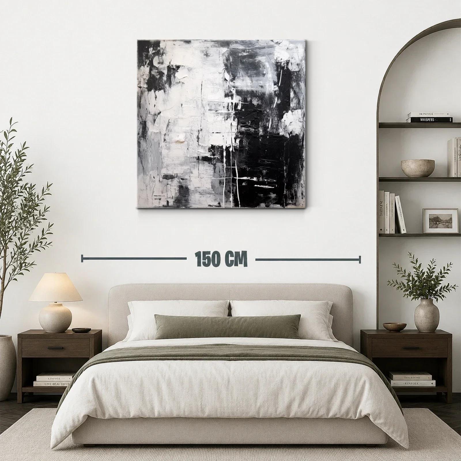 Cuadro abstracto en blanco y negro para ambientes modernos — miniatura 3