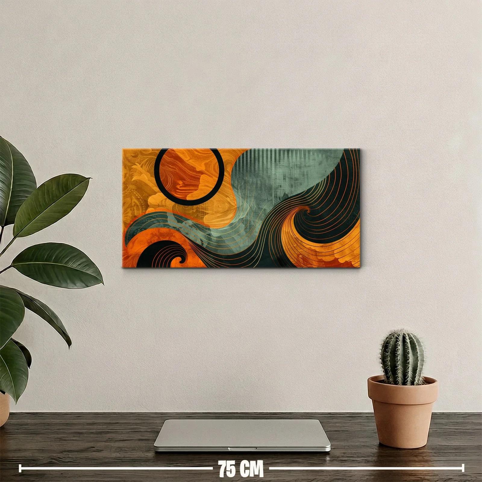 Cuadro ondas abstractas en espiral con contraste oscuro — miniatura 2