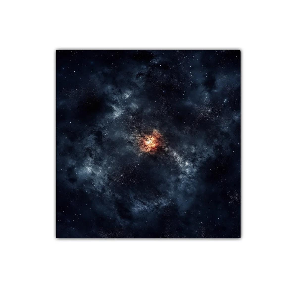 Cuadro abstracto con galaxia cósmica y tonos oscuros intensos — imagen principal