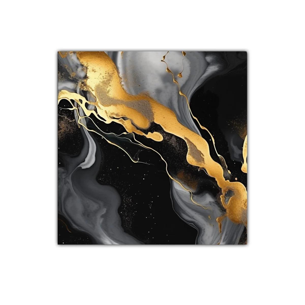 Cuadro abstracto con efectos dorados y negros elegantes — imagen principal