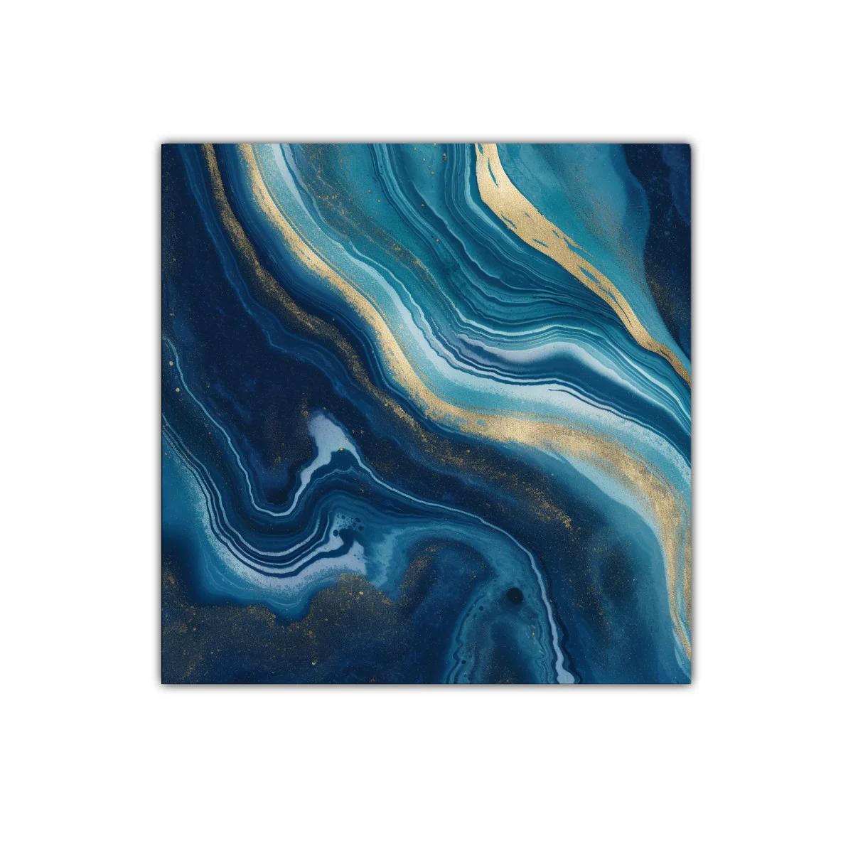 Cuadro abstracto en tonos azules y dorados para decoración elegante — imagen principal