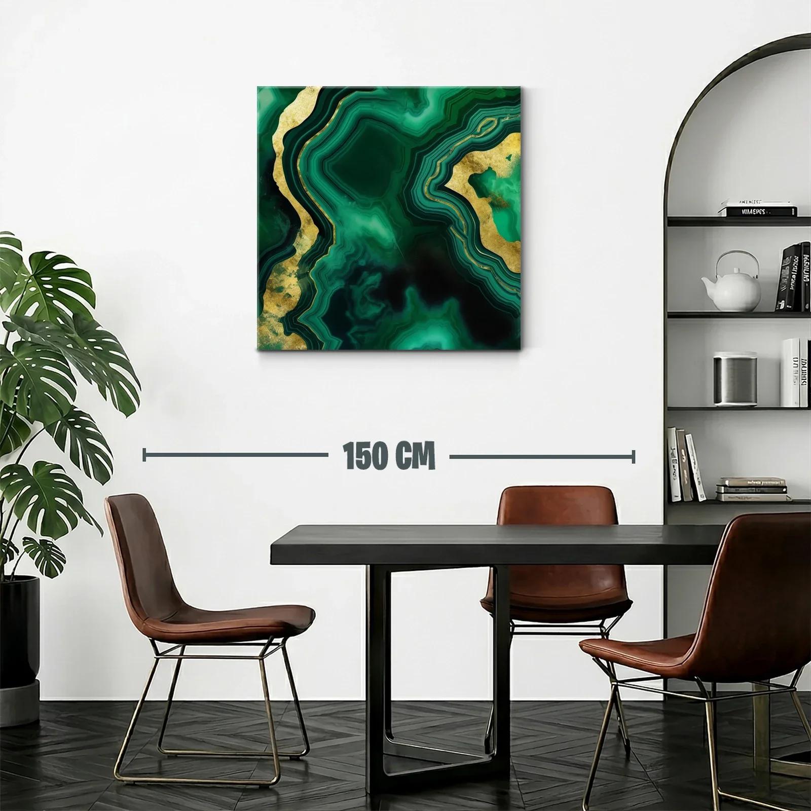 Arte Abstracto en Verde Esmeralda con Destellos Dorados — miniatura 2