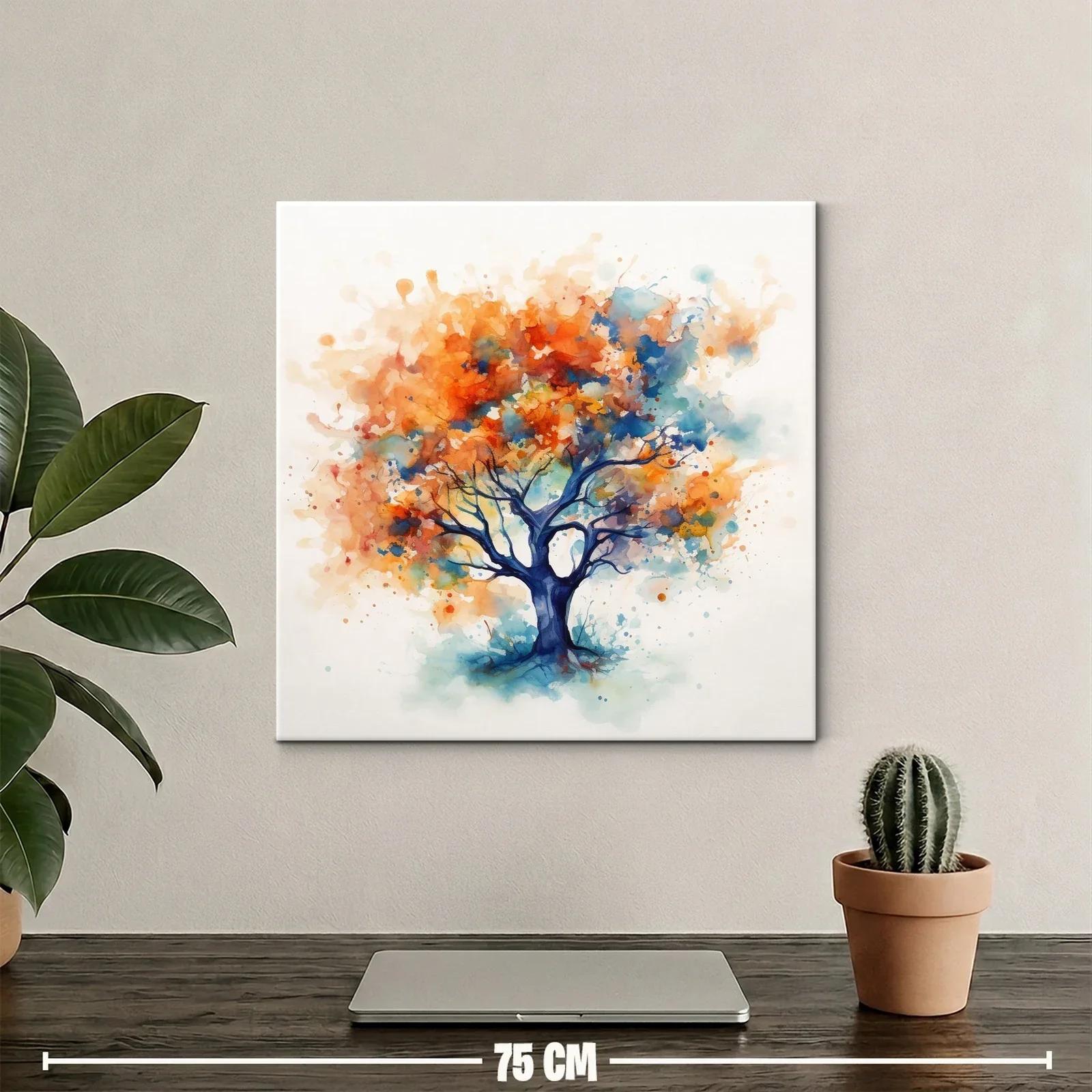 Árbol abstracto en vibrantes tonos otoñales y azules — miniatura 2
