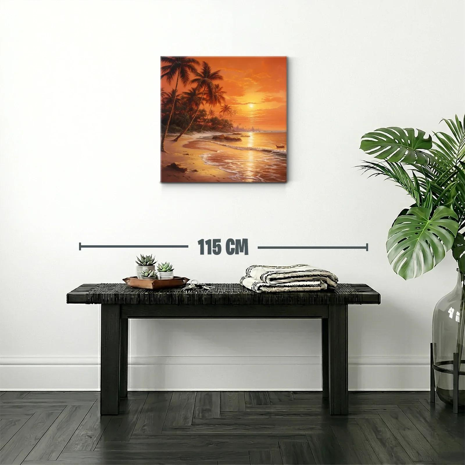 Paisaje tropical con palmeras al atardecer dorado — miniatura 2