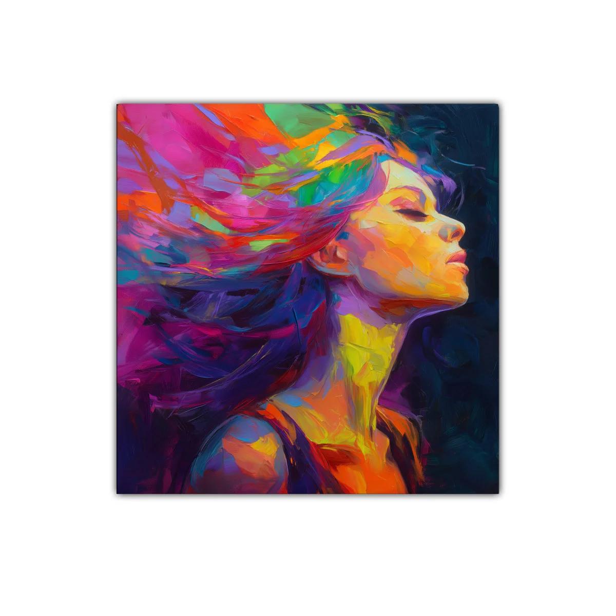 Retrato vibrante con explosión de color y movimiento — imagen principal