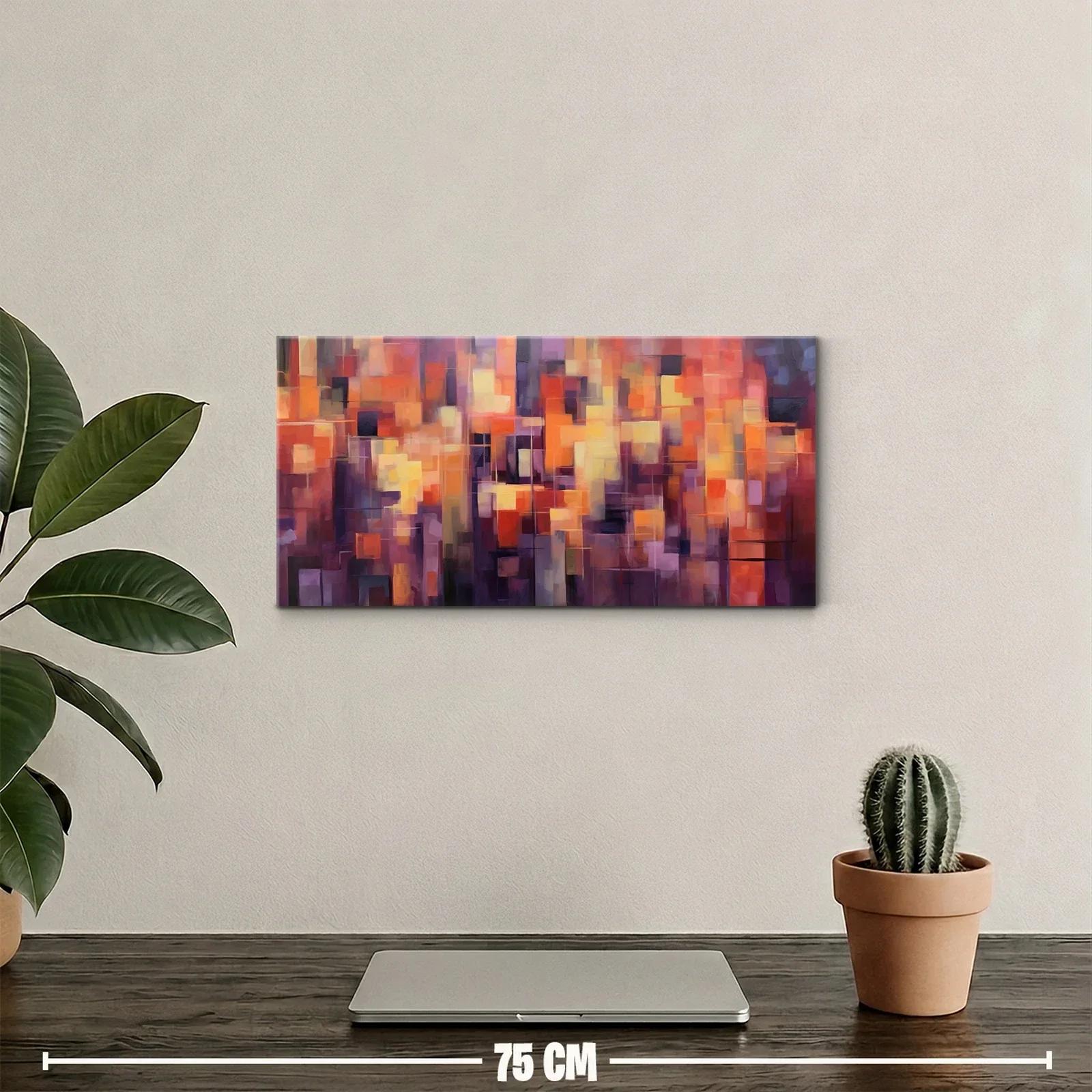 Cuadro abstracto geométrico mosaico de bloques y franjas — miniatura 2