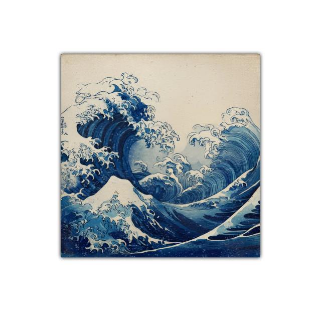 Olas gigantes en colores azul y blanco con gran dinamismo