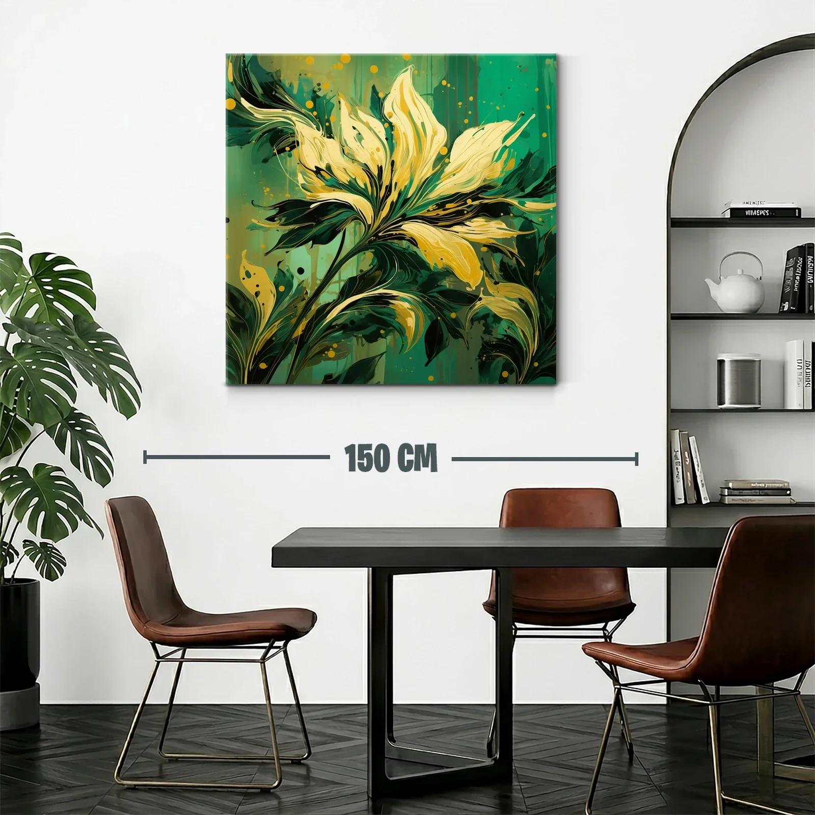 Flor abstracta en tonos verdes y amarillos vibrantes — miniatura 2