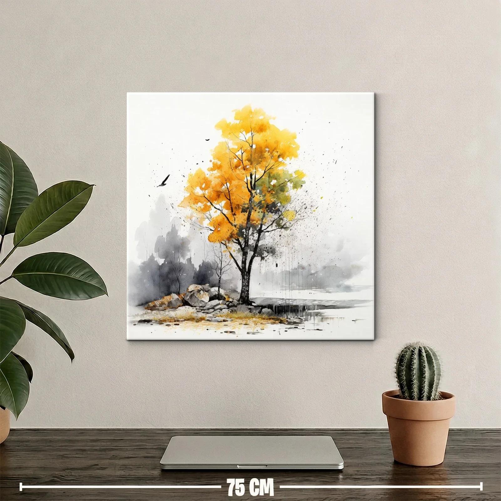 Árbol otoñal con tonalidades doradas y grises suaves — miniatura 2