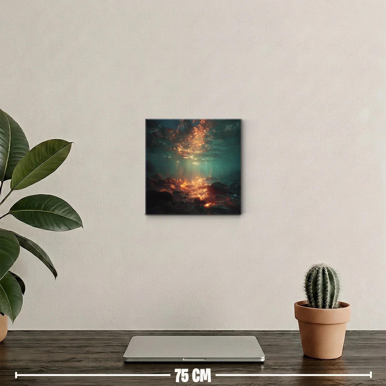 Paisaje submarino con destellos de luz dorada brillante — miniatura 2