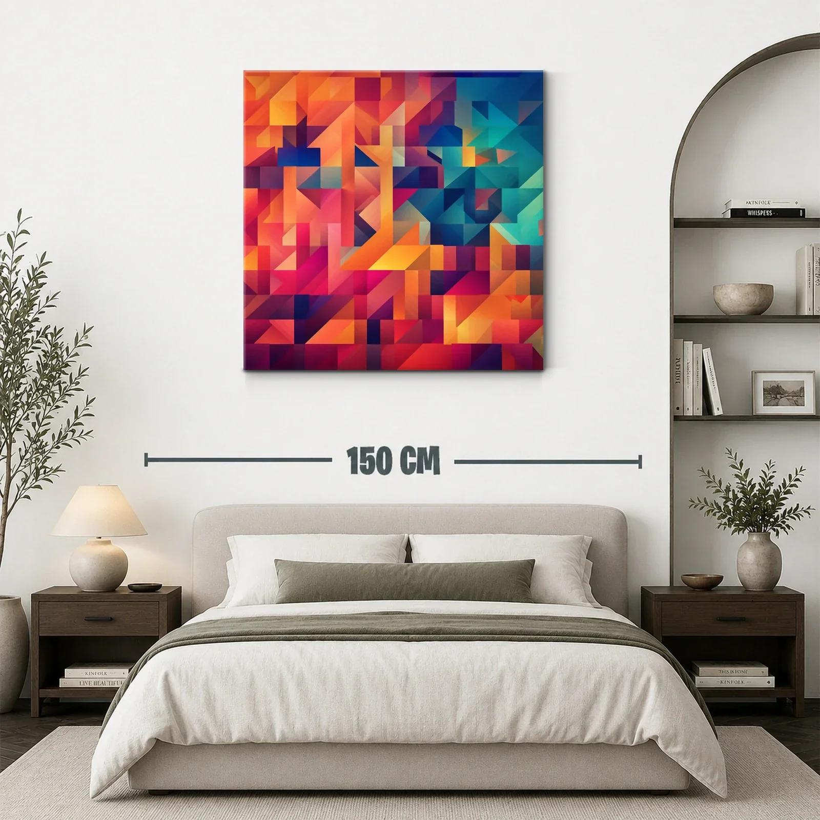 Cuadro abstracto con vibrantes tonos cálidos y fríos — miniatura 3