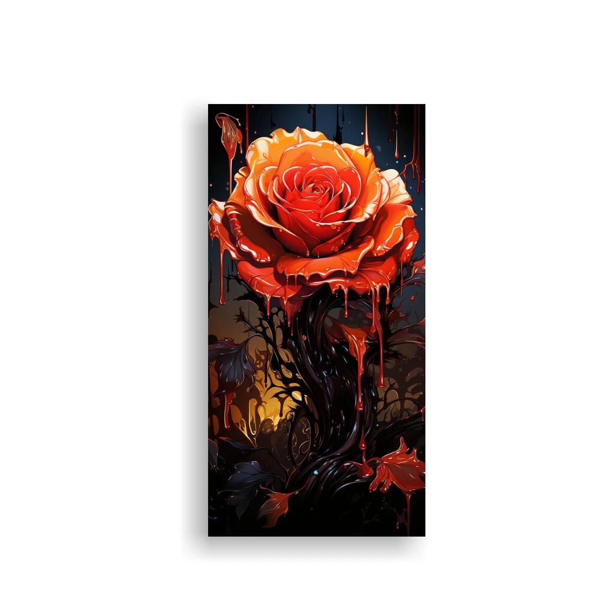 Cuadro rosa roja con chorreos de pintura