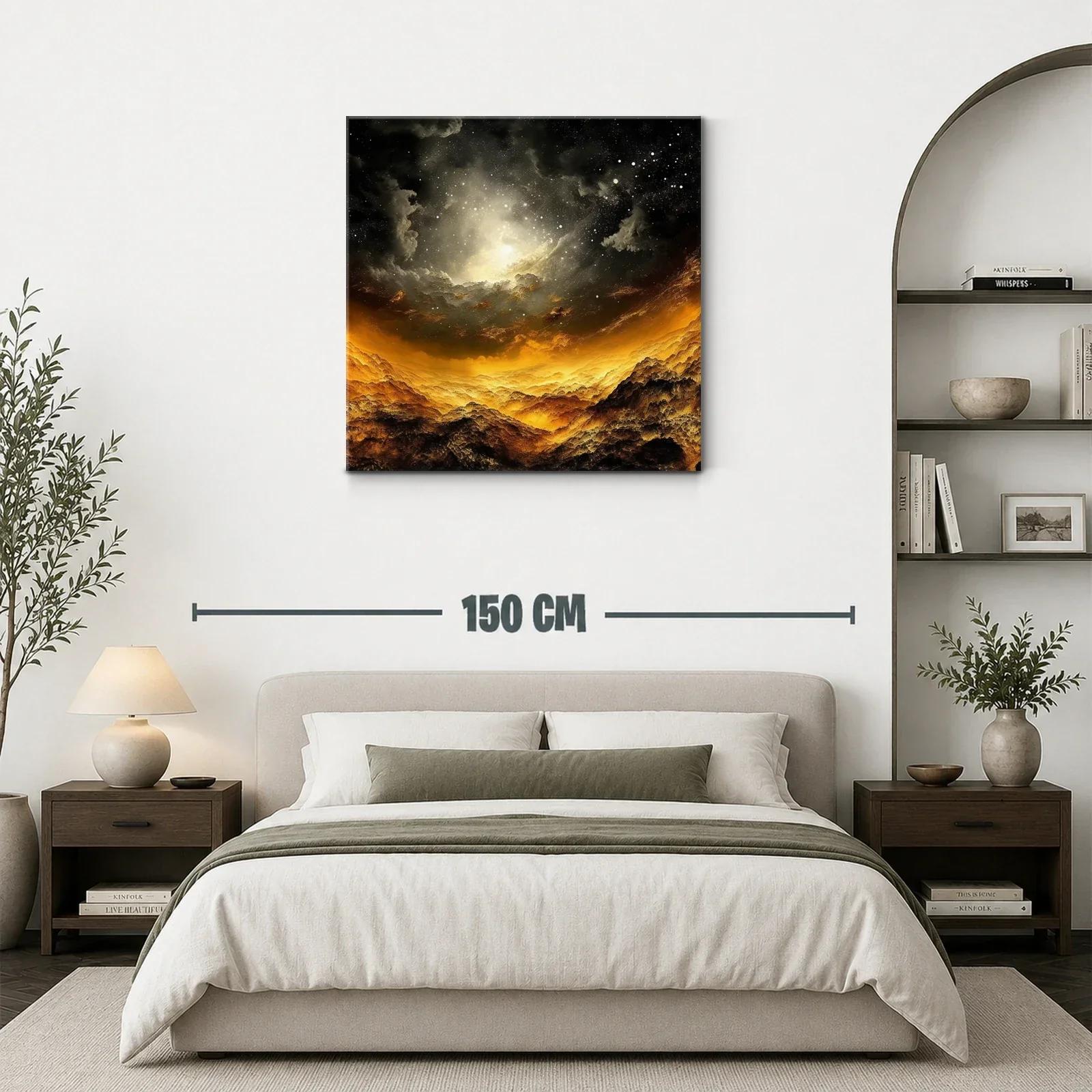 Paisaje cósmico con luces doradas y cielo estrellado — miniatura 3