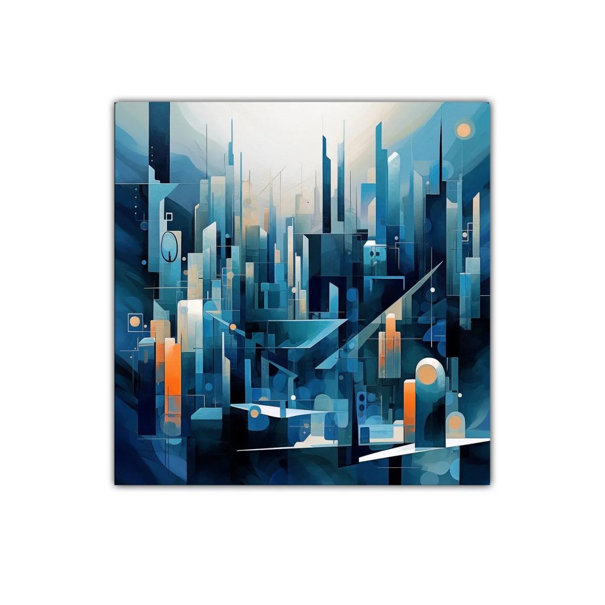 Composición abstracta de ciudad futurista en tonos azules