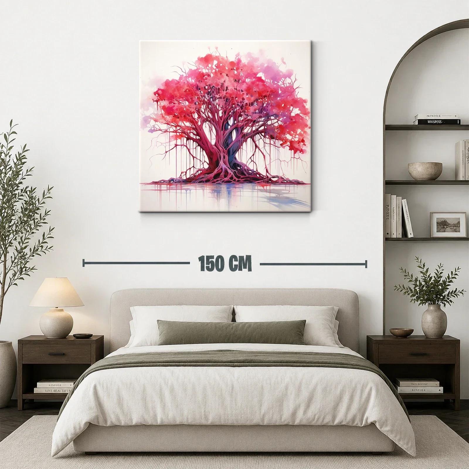 Árbol vibrante con tonos rojos y morados en composición fluida — miniatura 3