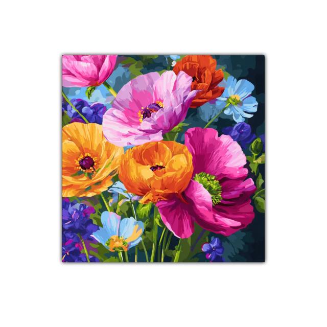 Cuadro decorativo con vibrantes flores multicolor