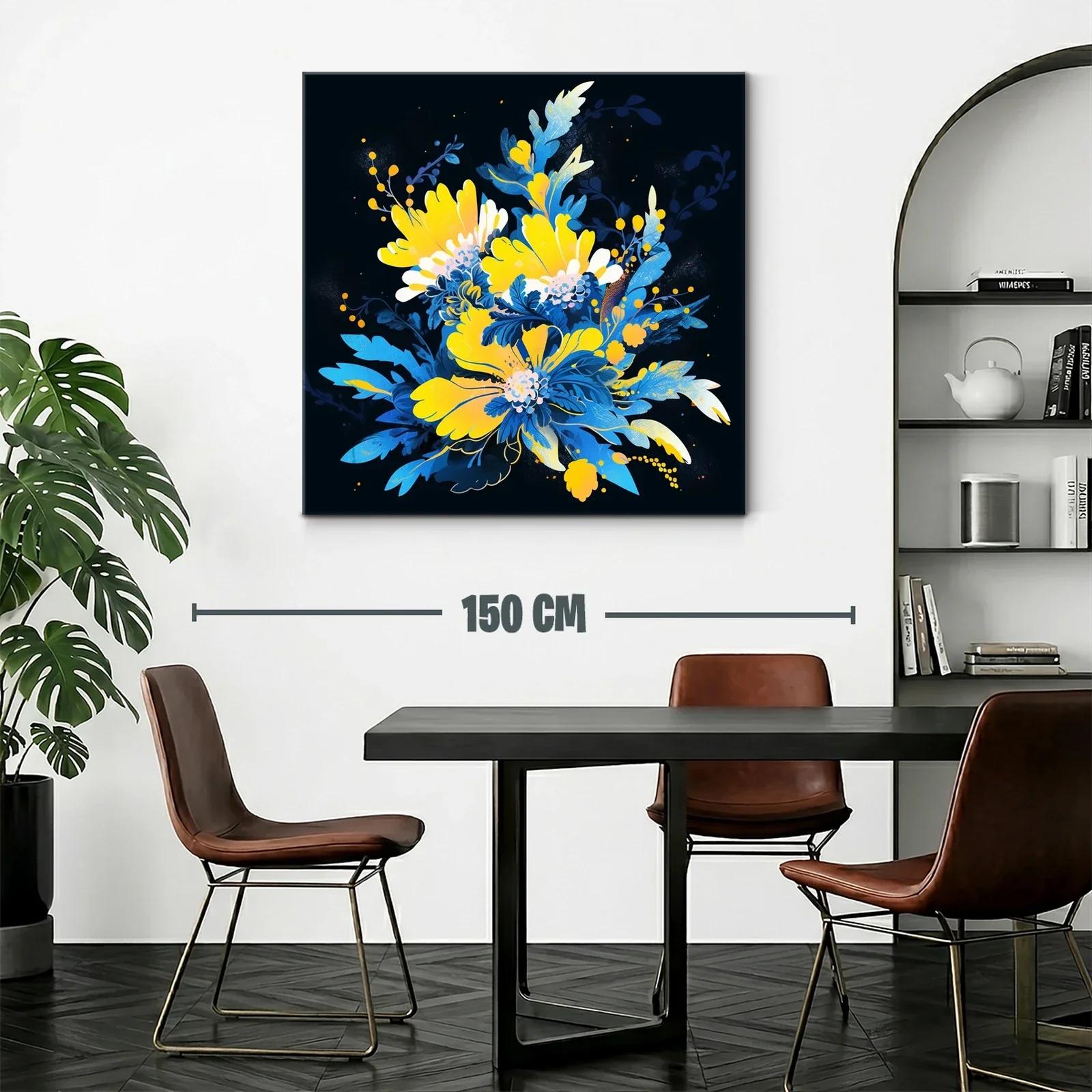 Composición floral vibrante en tonos azul y amarillo — miniatura 2