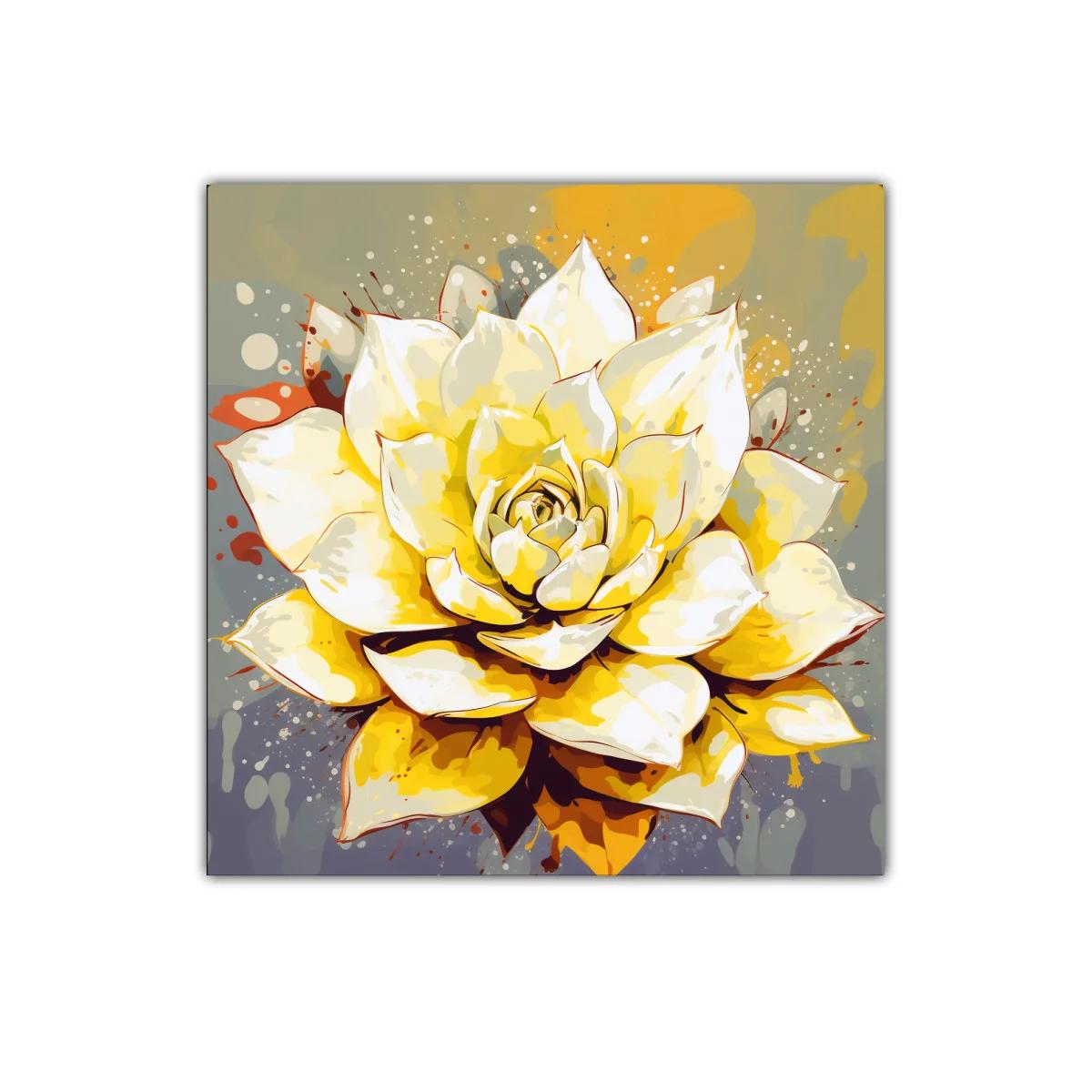 Cuadro decorativo flor amarilla con toque artístico moderno