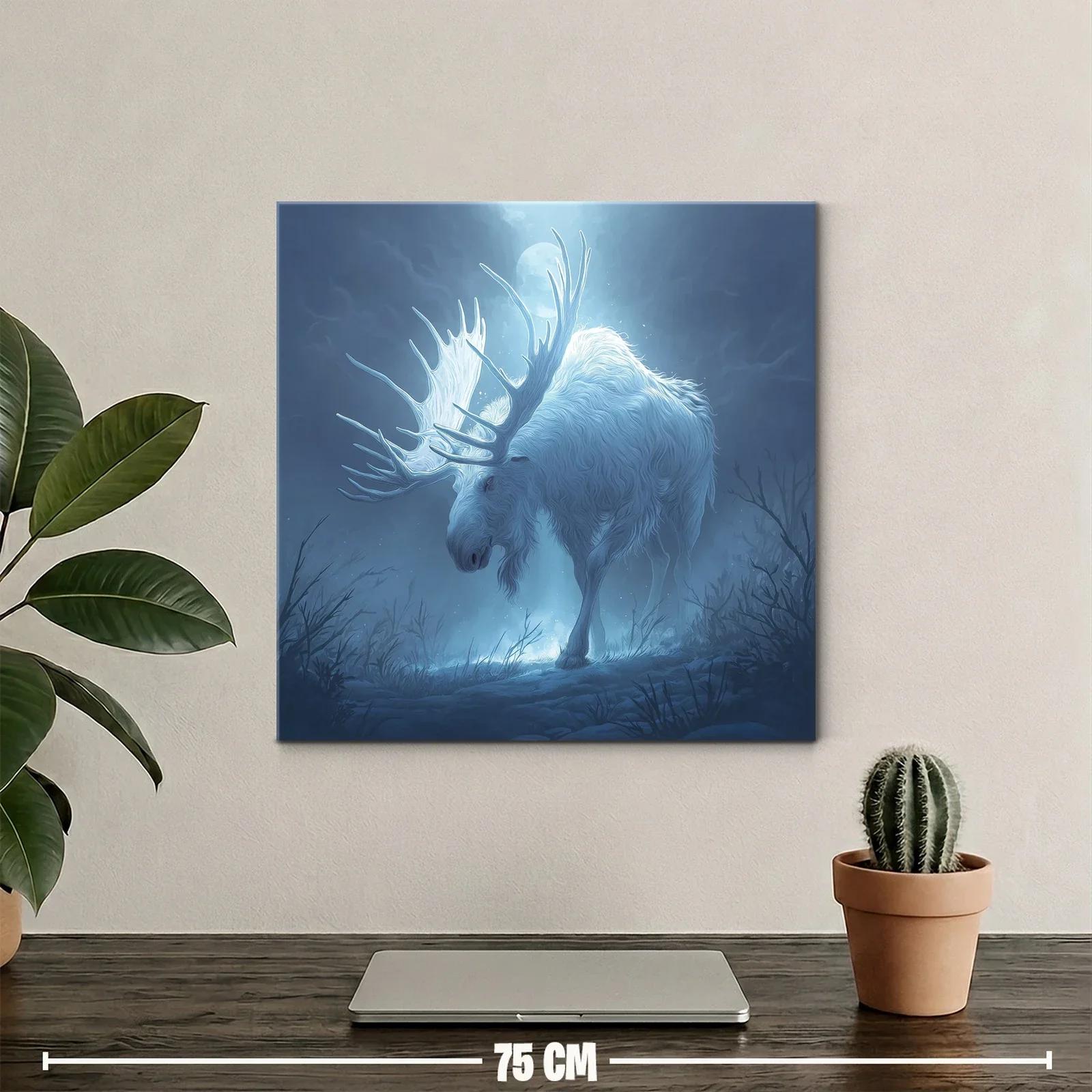 Majestuoso alce blanco bajo la luz de la luna llena — miniatura 2