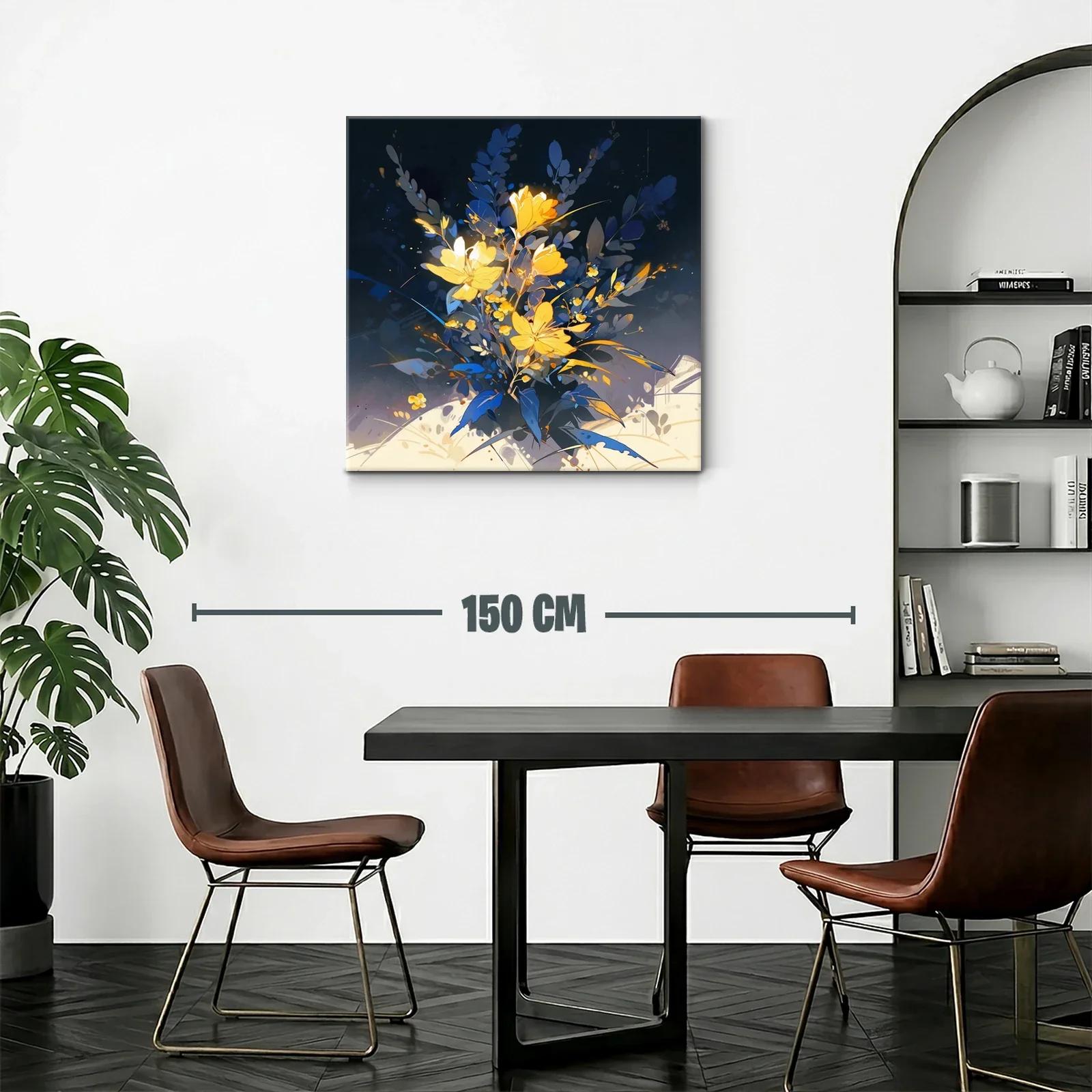 Ramo vibrante con flores amarillas sobre fondo oscuro — miniatura 2