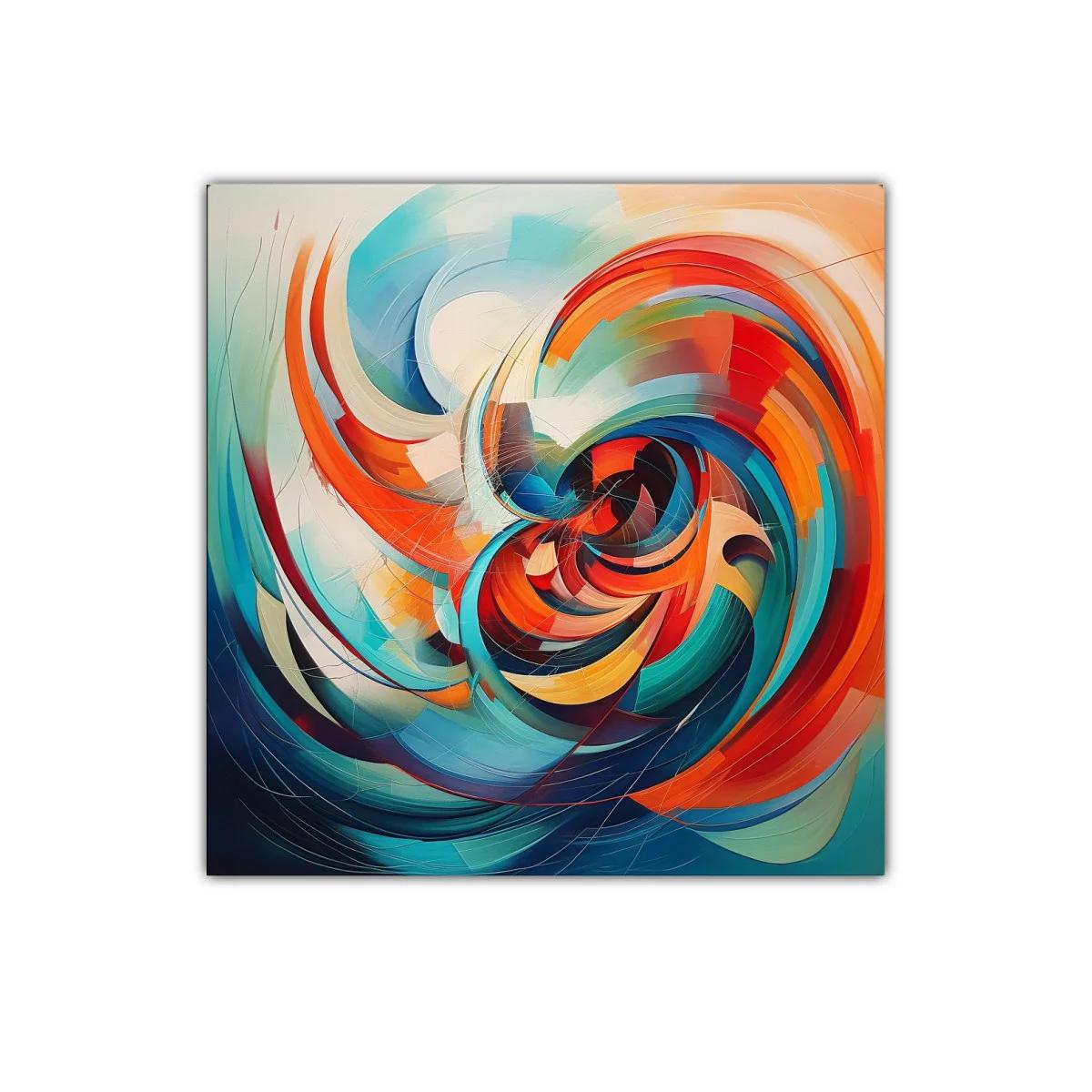 Cuadro abstracto con colores vibrantes y dinámicos en espiral — miniatura 1