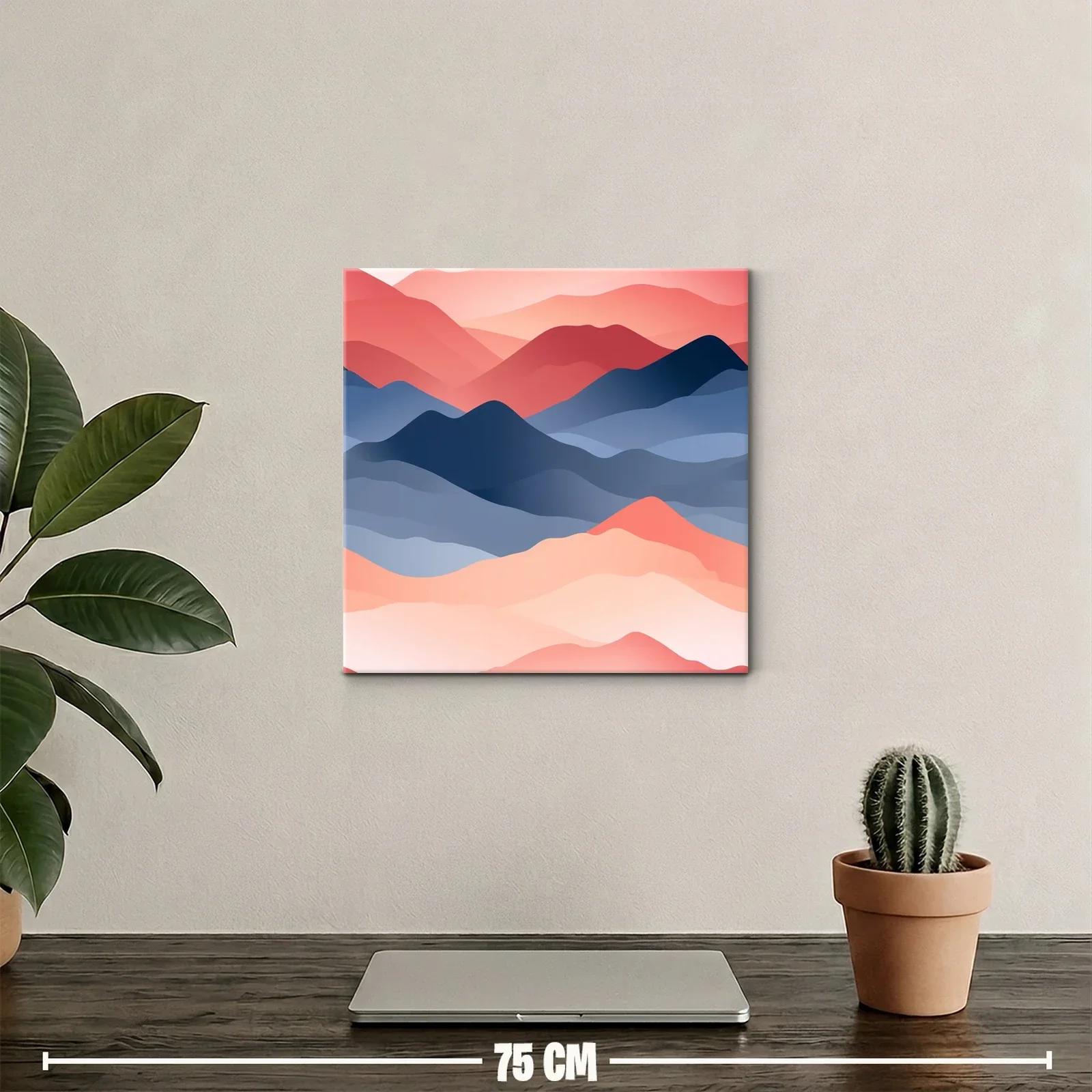 Paisaje abstracto de montañas en tonos cálidos y azules — miniatura 2
