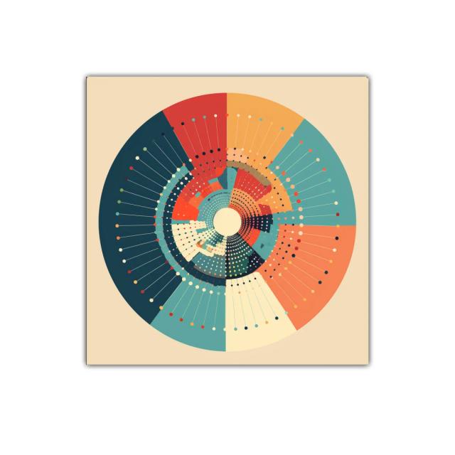 Cuadro decorativo círculo con patrón geométrico colorido