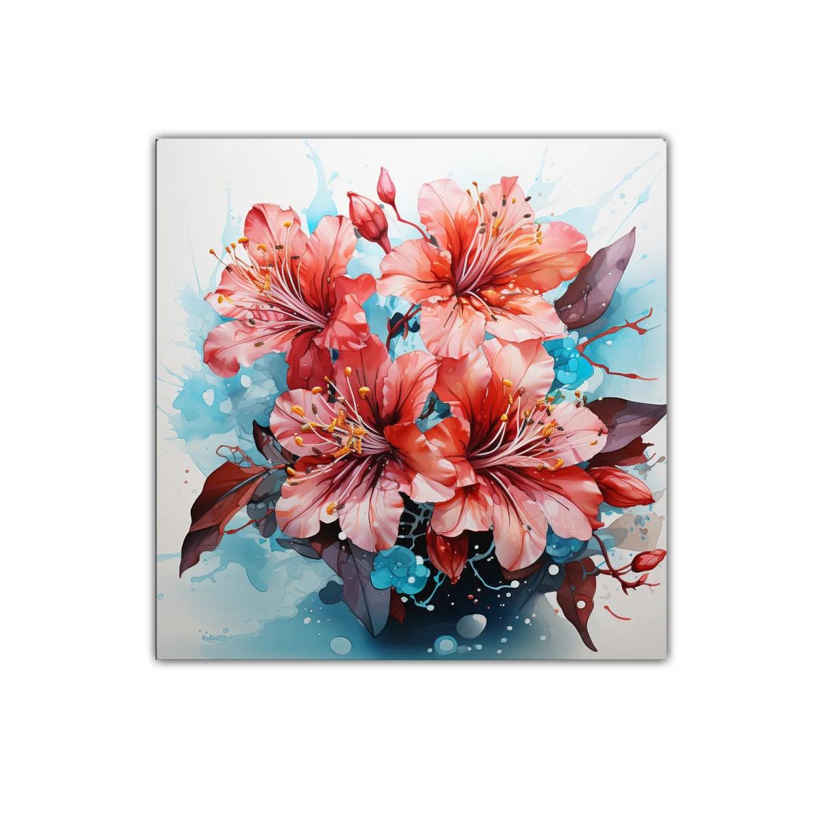 Cuadro decorativo con flores vibrantes y tonos contrastantes — imagen principal